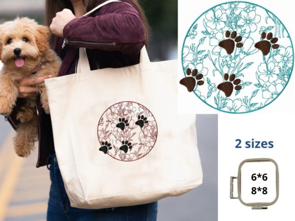 A Designer's Review of the Paw Print Floral Circle Embroidery File