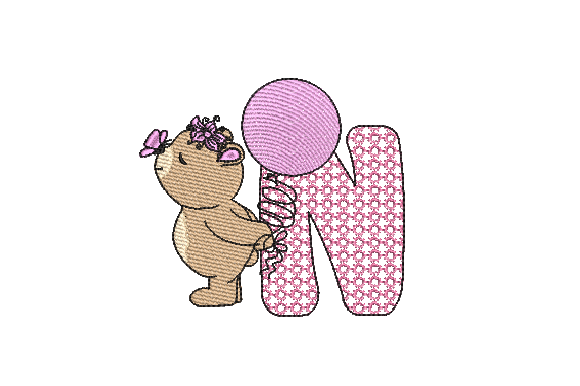 The N Girl Teddy Embroidery Design for Seasonal & Holiday Collections